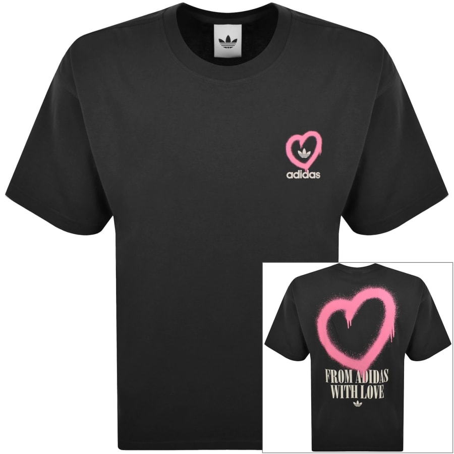 adidas Originals VDay Heart Graphic T Shirt Black | Mainline